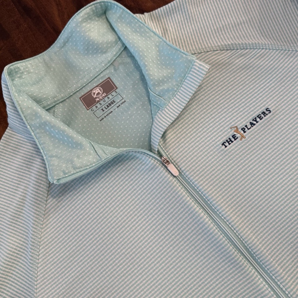 Ahead Casuals THE PLAYERS Championship Golf Pullover Women XL 1/4 Zip Striped